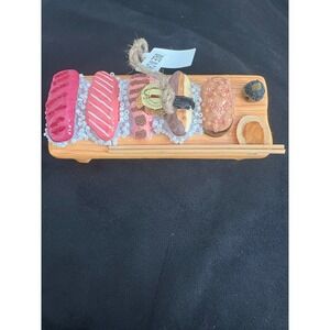 Cute Sushi Ornament Set on Wooden Tray with Chopsticks Miniature Food Decor